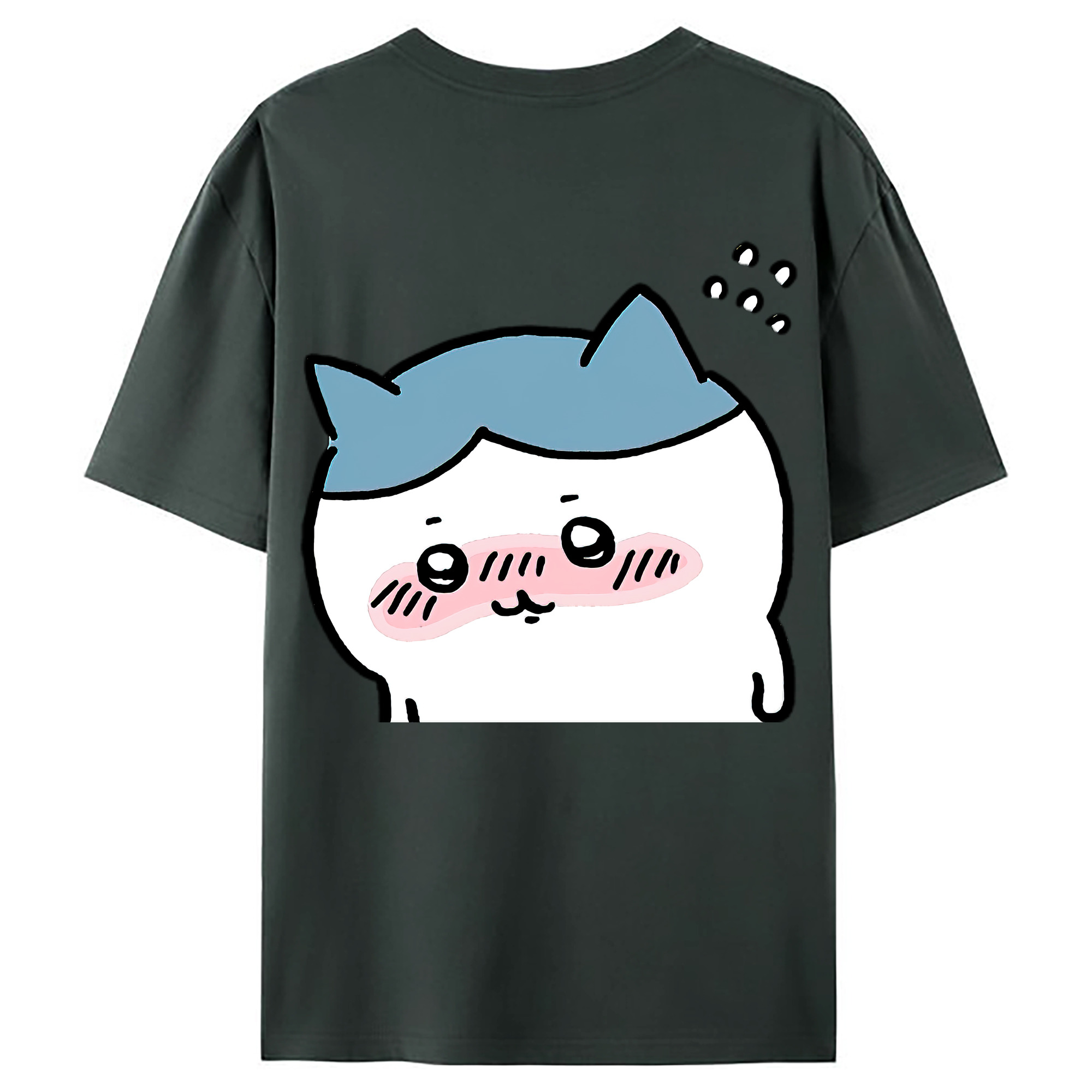 （画像用） ちいかわ ハチワレ Chii-kawa hachiware 綿100％ メンズ半袖Tシャツ（バックプリント） 通気性